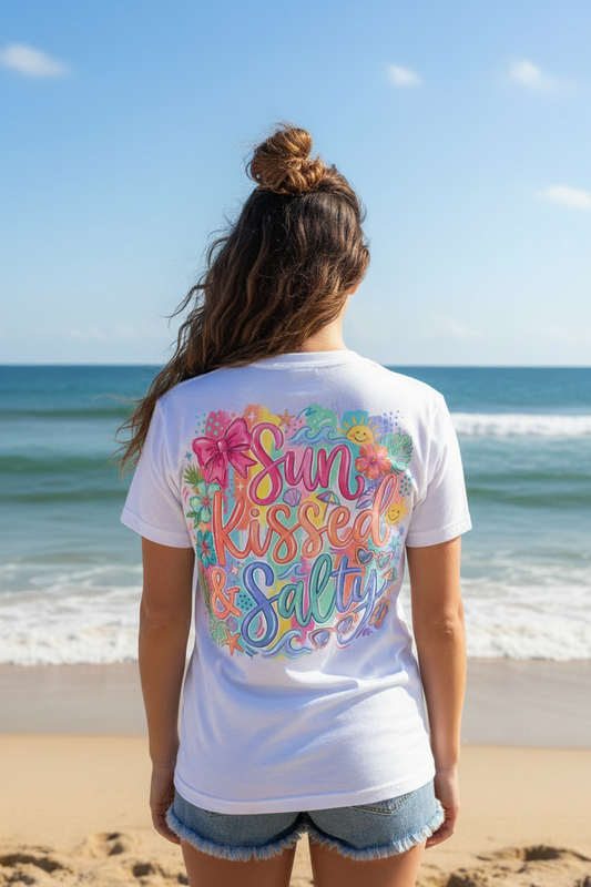 Sun Kissed & Salty Beach Tee - Smaller Design